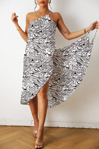 One Pieces Print Sexy Beach Dress Woman Summer Aesthetic Clothing Sleeveless Floral Beachwear Midi White Dresses for Women 2023