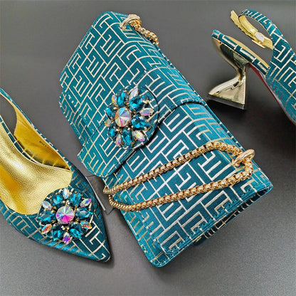 Peach Women Shoes And Bag Set African Ladies Pumps Match With Handbag Nigerian Sandals Clutch Escarpins Femmes Sandales MM1155