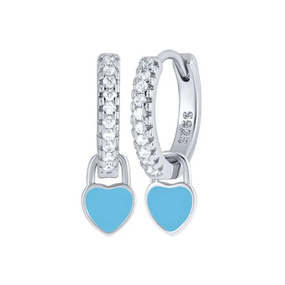 925 Sterling Silver Needle Light Blue Zircon Stud Earrings for Women Fashion Blue Enamel Pendant Earrings Luxury Jewelry Gifts