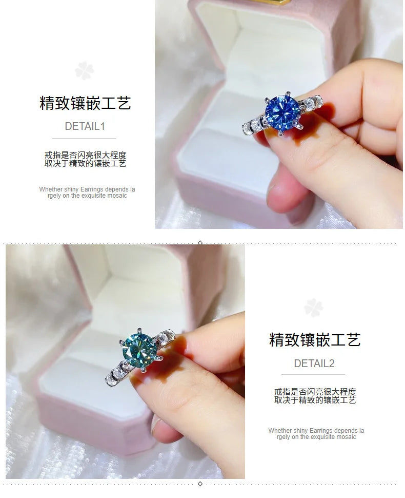 luxury 18K white gold and platinum PT950 marquise colored diamond moissanite ring women's colored special-shaped ring