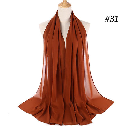 Muslim Chiffon Hijab Women Bubble Chiffon Scarf For Women Ladies Veil Muslim Islam Solid Color Malaysia Musulman Wrap Scarves