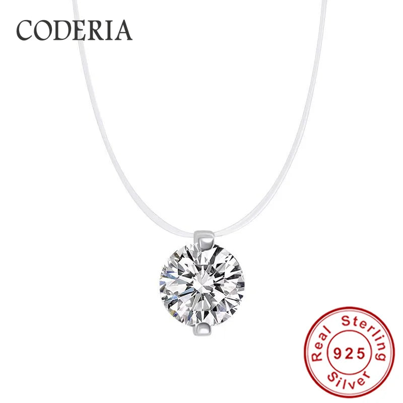 D Color VVS1 0.8CT/2CT Moissanite Pendant Necklace 925 Sterling Silver Invisible Fishing Line Lab Diamond Jewelry