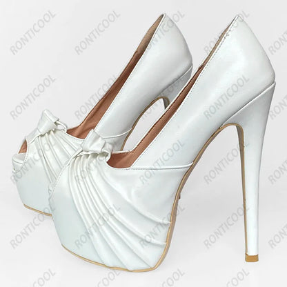 Ronticool New Fashion Women Platform Pumps Stiletto Heels Peep Toe Gorgeous Gold Party Shoes US Plus Size 5-20