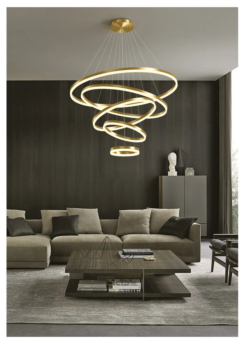 Mordern Minimalist Hign-end LED Pendant Lights Designer Circle Chandelier Home Rooms Decoration for Hall Living Lamping Fixtures