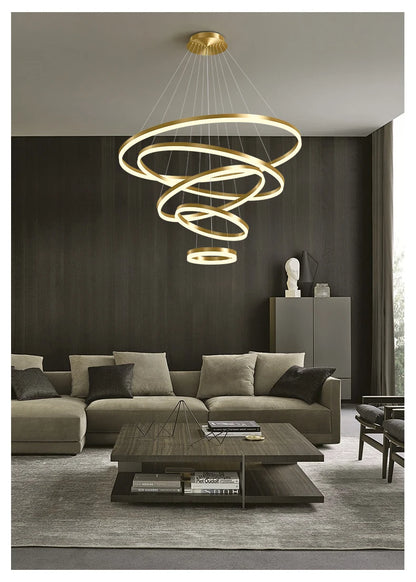 Mordern Minimalist Hign-end LED Pendant Lights Designer Circle Chandelier Home Rooms Decoration for Hall Living Lamping Fixtures
