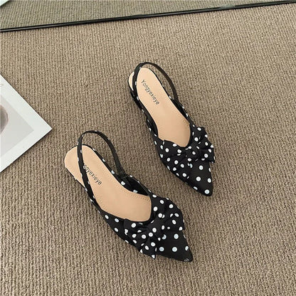 maogu Bow Polka Dot Pointed Toe Stiletto Sandals Luxury Sandals Women Designers Elegant Party Sandal 2023 Fashion Women Shoes 39