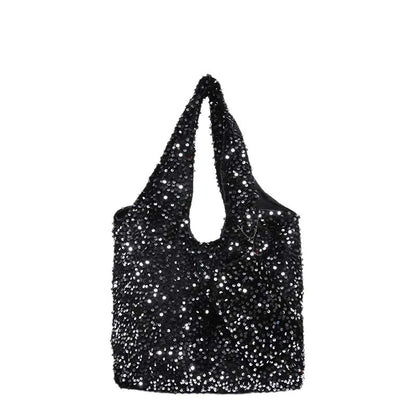 Tote Bag for Women Sequin Shoulder Bag Trendy Hobo Bag Luxury Designer Handbag Slouchy Underarm Bag for Work Travel Shopping