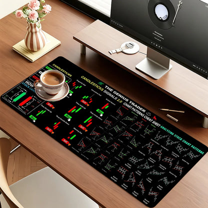 Virtual Currency BTC Stock Trading Chart Cheat Sheet Mouse Pad For Office Gaming And Keyboards Non-Slip Large Waterproof