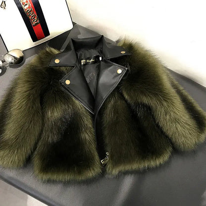 Girls Fur Coat Jacket Cotton Outwear Overcoat 2025 Stylish Warm Thicken Plus Velvet Winter Autumn Teenager Fuzzy Children's Clot