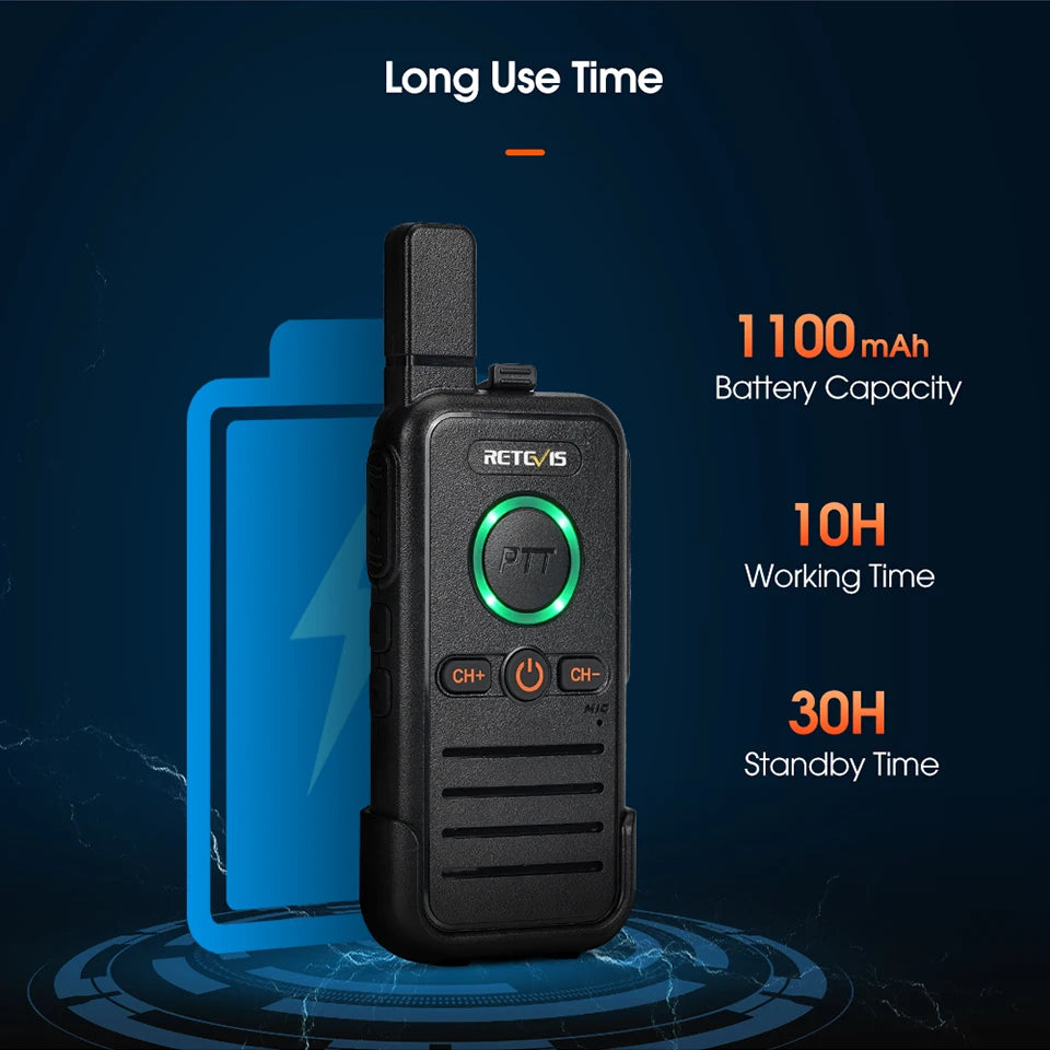 Retevis RB645 Walkie Talkie PMR446 Dual PTT Professional Portable Lincense-free Two Way Radio VOX USB-C for Hotel Restaurant