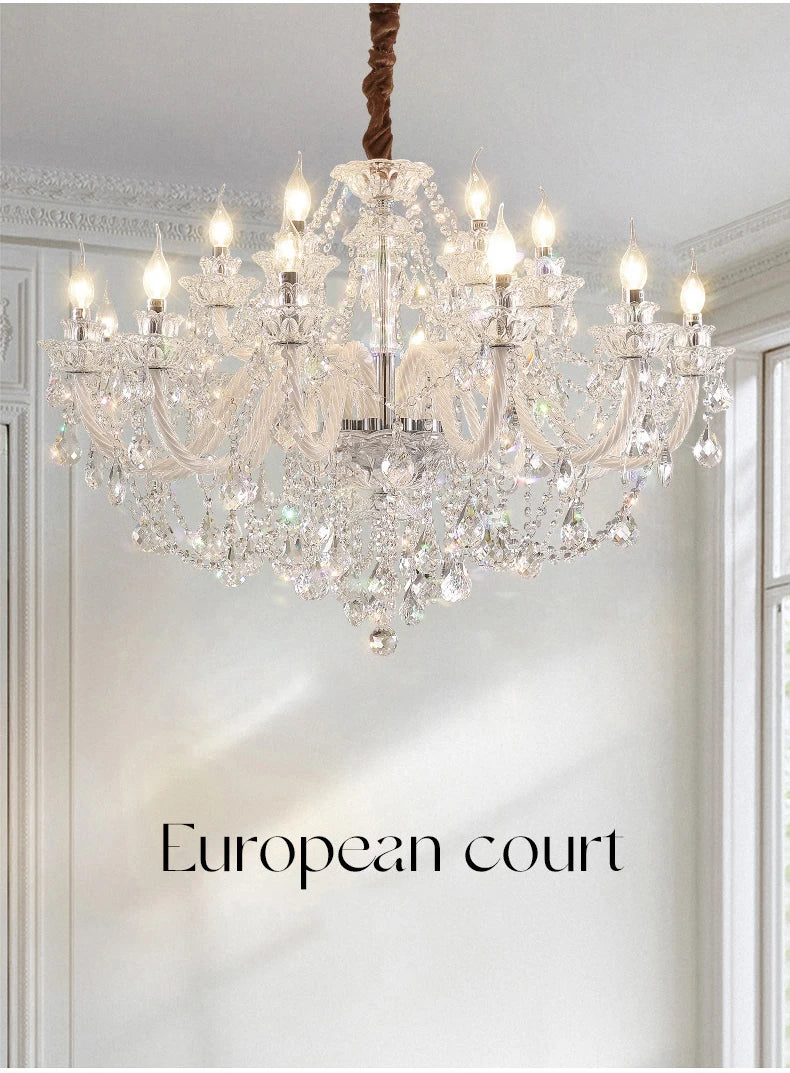 Luxury Living Room Decorate LED Ceiling Pendant Lights Indoor Hanging Lights Fixture Home Crystal Chandeliers Villa Lighting