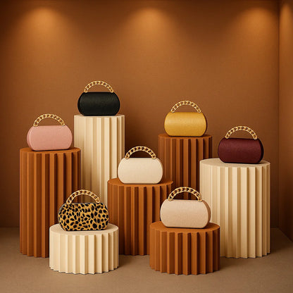 Luxury Gold Metal Buckle Box Clutch Fashion Women's Evening Bag Party Banquet CrossbodyBag Half Moon Wedding Purses Party Tote