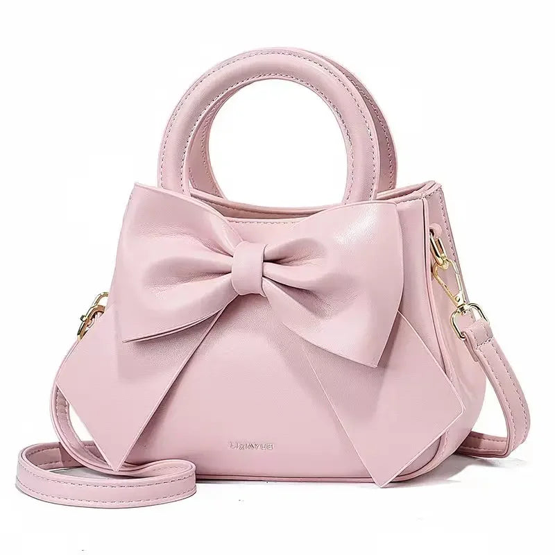 New Fashion Casual Handbags for Women Cute Bow Black White Blue PU Handbags Trendy Daily Shoulder Underarm Bags Bolsa Feminina