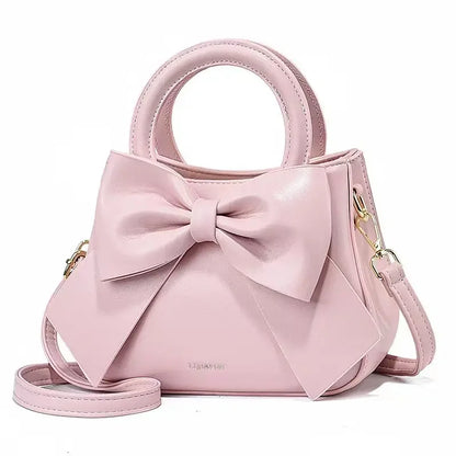 New Fashion Casual Handbags for Women Cute Bow Black White Blue PU Handbags Trendy Daily Shoulder Underarm Bags Bolsa Feminina
