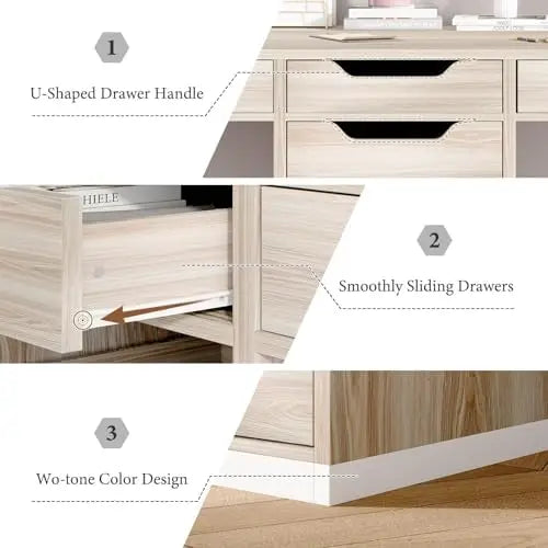 Two Person Desk with 5 Drawers, Double Desk with Storage for 2 People, 78 Inch Extra Long Computer Desk Workstation