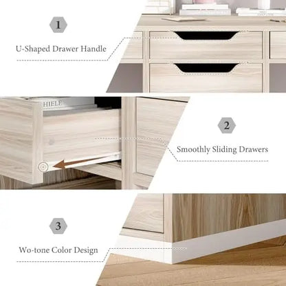 Two Person Desk with 5 Drawers, Double Desk with Storage for 2 People, 78 Inch Extra Long Computer Desk Workstation