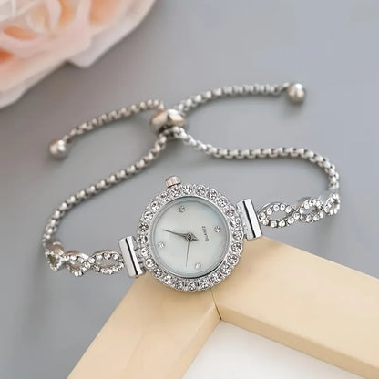 1 piece of women's luxury rhinestone quartz watch, paired with a durable zinc alloy strap