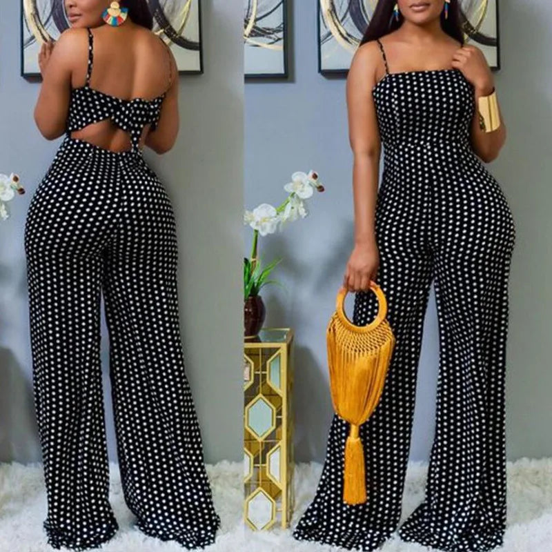 Siren Chic 2026 Women's Fashion Dot Print Wrap Chest Cami Jumpsuit Sexy Sleeveless Party Rompers