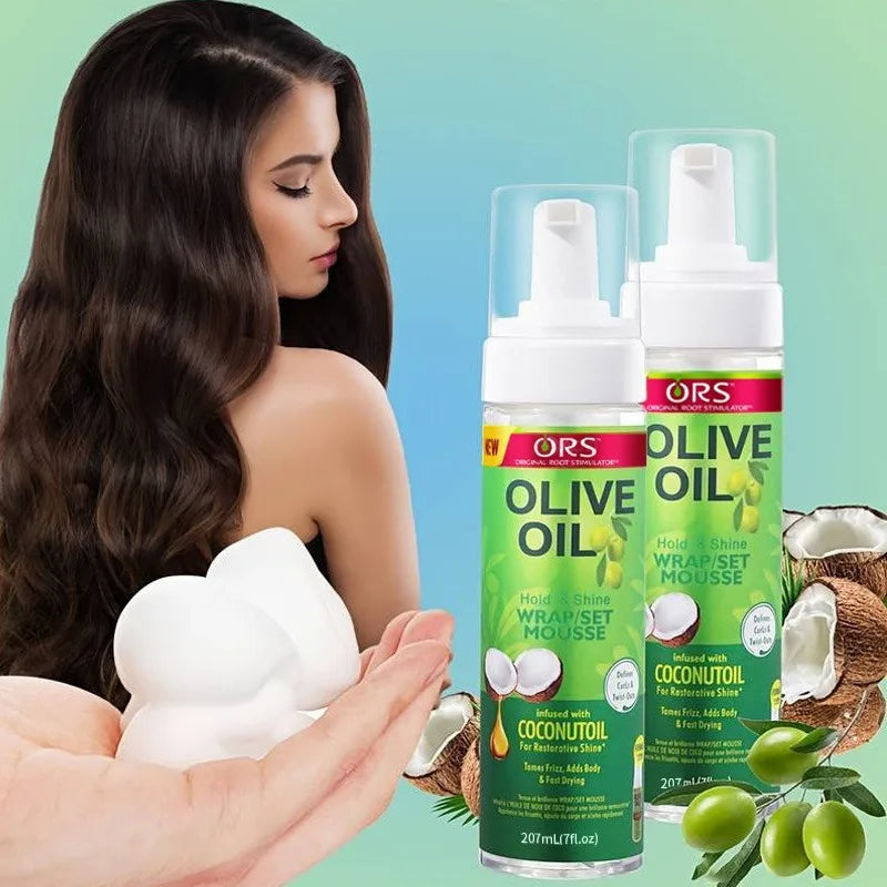 Curly Hair Mousse（207ml) For Wigs Strong Hold Olive Oil Hair Styling Mousse Anti-Frizz Hair Foam Mousse For Styling Hair Women