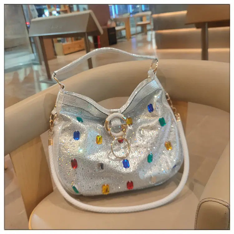 Luxury Genuine Leather Portable Women's Bag Leisure Large Capacity Diamond Tote Bag Shoulder Crossbody Bucket Bags Fashion 2026