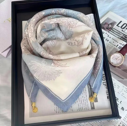 2026 new magnetic buckle silk scarf for women's small square scarf for autumn and winter warmth and cold resistance, fashionabl