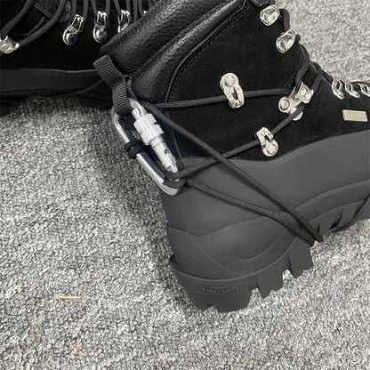 Customized Men Leather Black High Quality Functional Thick soled Motorcycle Hiking He Boots