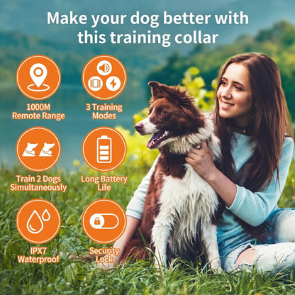 2026 New AI Dog Training Collar for 10-120lbs Dogs,2 in 1 Automatic Anti Bark Electric Collar,3300FT IPX7 Dog Shock Collar