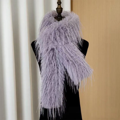 Fashion  Long Strip Scarf Thick Fluffy Imitation Mink Fur Y2K Girl Scarf Luxury Classic Soft Shawl Ladies Tassels Scarf