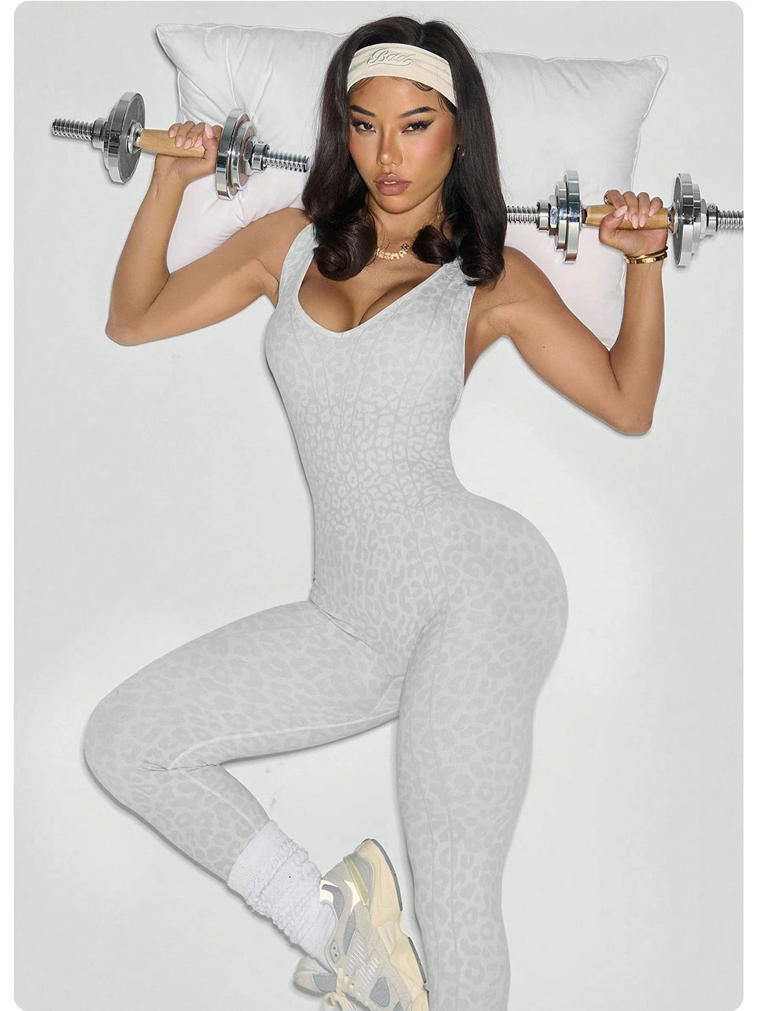 ZHEJIN Leopard Jumpsuit Women Backless Criss Cross Seamless Yoga Romper Scrunch Butt Lifting Workout Bodysuit Gym Fitness Wear