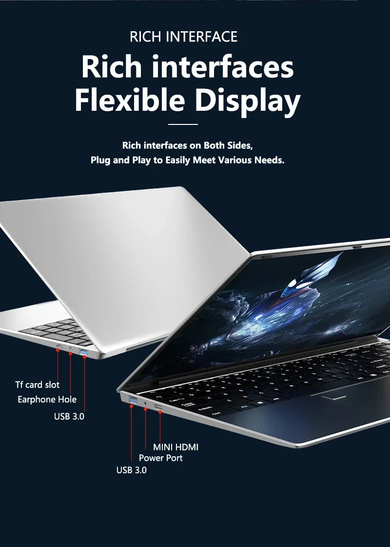 15.6 Inch Laptop Intel Core I9 10980HK Windows 11 Pro 32GB DDR4 M.2 2TB SSD Ultrabook Computer Fingerprint Unlock WIFI Fast