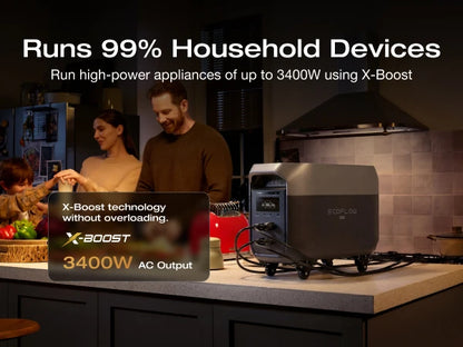 ECOFLOW Portable Power Station DELTA 3 MAX with Detachable Wheels, 3400W X-Boost Output, Ultra-Fast 0-80% Charging in 1.13 Hr, H
