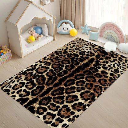 Leopard Print Carpets Sofa Chair Rugs Living Room Bedroom Floor Mat Kids Play Mat Non-Slip Machine Washable Carpet Home Decor