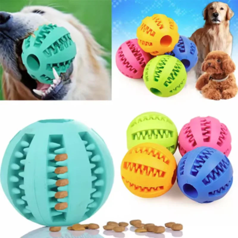 Interactive Silicone Rubber Ball for Dogs And Cats Puppy Chewing Toy Pet Tooth Cleaning Feeder Treat Ball Fun Chew Toy