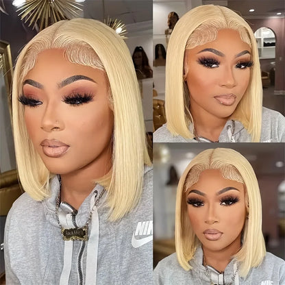 BOB Lace Front Wig Human Hair Straight 200% Full Density 13x4 HD Transparent Lace Frontal Wigs Bob Hair Lace Front Wig For Women