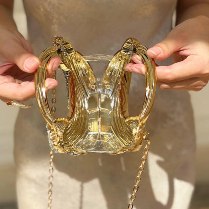 2026 new Ladies' Evening Dress Acrylic Premium Noodle Bag Diamond Decorations Fashionable Banquet Chain Evening Dress Bag