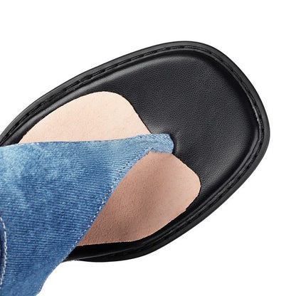 New Fashion sandalias femininas Clip Toe Chunky Heels High Top Sandals Women Knee High Boot Summer Shoes Lady Flip Flops WSH5264