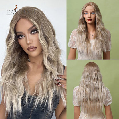 EASIHAIR Lace Front Hair Wigs Brown Long Straight Synthetic Lace Wigs for Black Women Daily Cosplay Party Heat Resistant Fibers