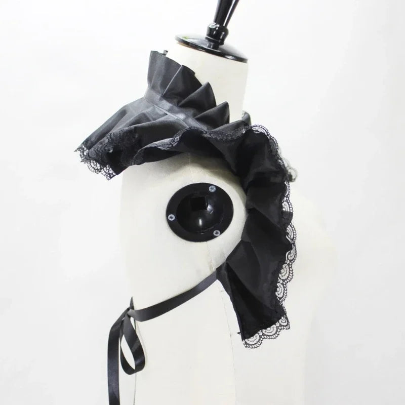 Unisex Vintage Victorian Ruffled Shrug Shawl Gothic Fake Collar Shoulder Wrap Capelet Costume Jabot Cosplay Accessories