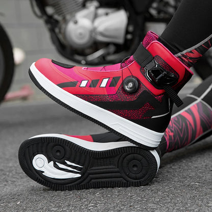 Motorcycle Riding Boots Unisex High Top Anti-Slip Wear-Resistant Comfortable Four Season Motorbike Shoes for Street Off-Road