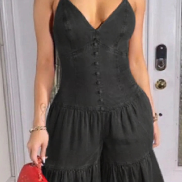 Elegant Jumpsuits for Women 2025 Spring New Plain Elegant Office Lady Loose Ruched Cold Shoulder Hem Wide Leg Jumpsuit Dungarees