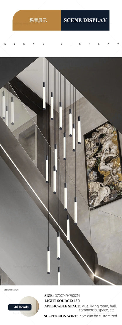 Modern Lighting Long Staircase Pendant Light Ceiling Chandelier hanging lights Stair Chandelier