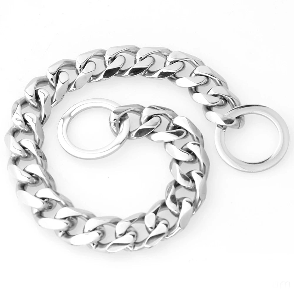 Heavy Duty 19mm Stainless Steel Dog Choke Chain Collar Pet Necklace Sliver 18K Gold Dog Cuban Link for Pit Bull Mastiff Bulldog