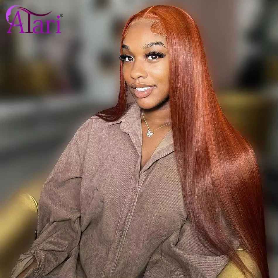 Transparent 13x4 13x6 Lace Frontal Wig Ginger Orange Straight Human Hair Wigs for Women Pre Plucked 5x5 Lace Closure Wig