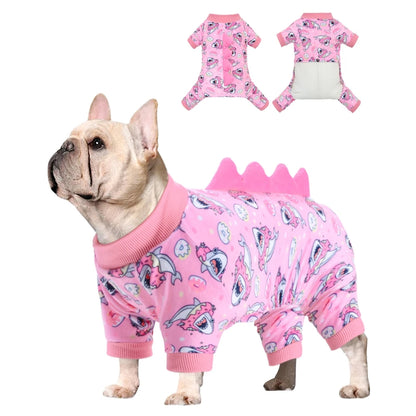 CuteBone Dinosaur Costume Dog Pajamas Stretchy Spandex Crystal Velvet Sleepwear Coat for Small Dogs Soft Warm Pet Outfit Clothes
