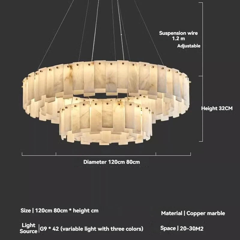 Minimalist Luxury Pendant Lights Solid Brass Natural Spanish Marble Chandelier Elegant for Living Room Dining Room Bedroom