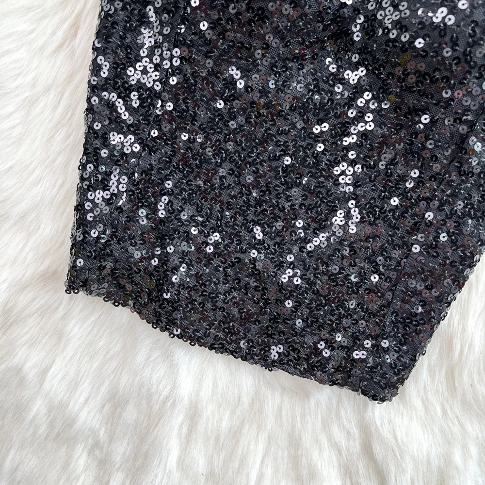 Sexy Sequin Party spaghetti Croset Bustier backless Slim Tanks and Camis Strap Glitter Crop Top Fashion Summer Women Clothes Y2k