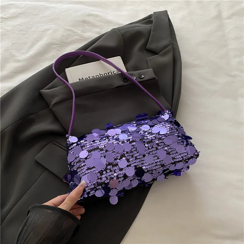 Sequin Evening Party Shoulder Bags for Women Lightweight Portable Ladies strap Crossbody Bag Solid Color fashion Female Handbag