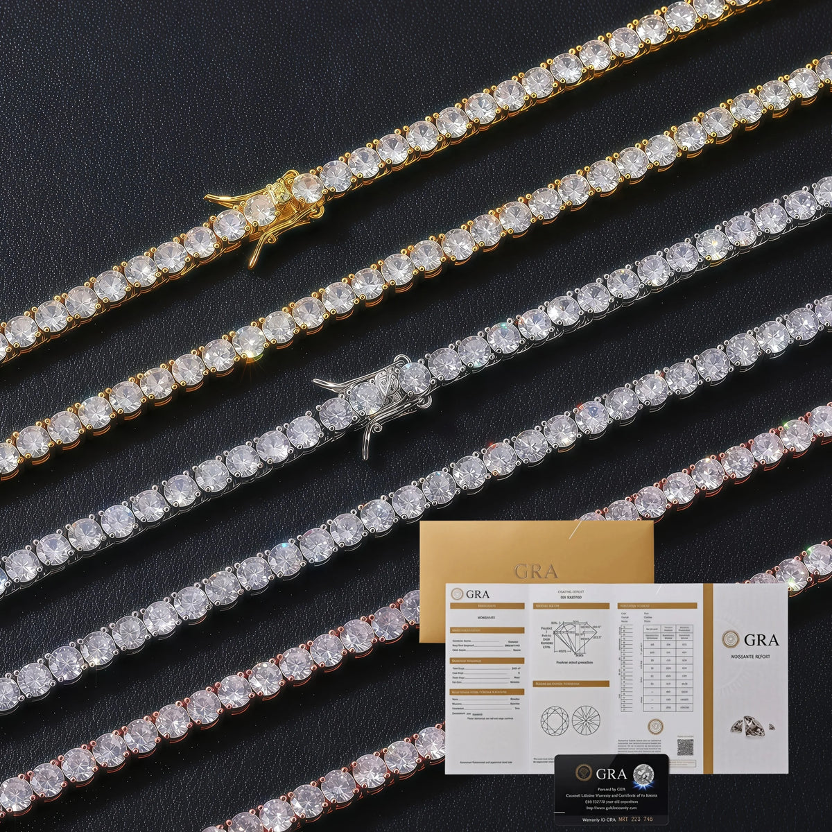 2-6mm D VVS1 Moissanite Tennis Necklace 925 Sterling Silver Necklaces Shining for Women Man Wedding Jewelry Gift Fast Shipping