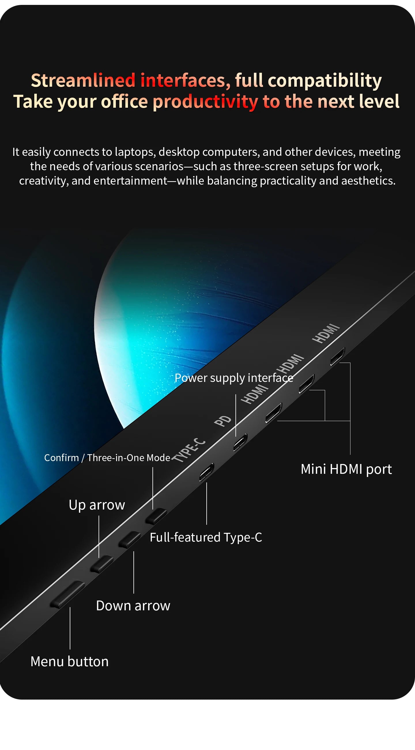 SIBOLAN 16 Inch Triple Screen Foldable Extender Display 2.5k/1080P IPS All-Metal Adjustable Stand USB C for MAC Laptop Travel