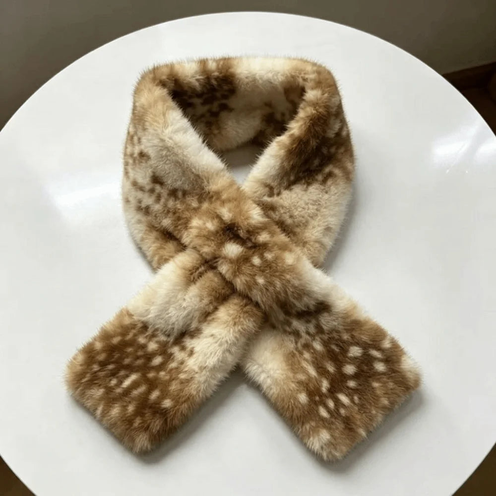 Fashion Fake Mink Fur Cross Scarf Double-sided Thick Warm Neck Warmer Solid Soft Neck Scarf Winter Accessory